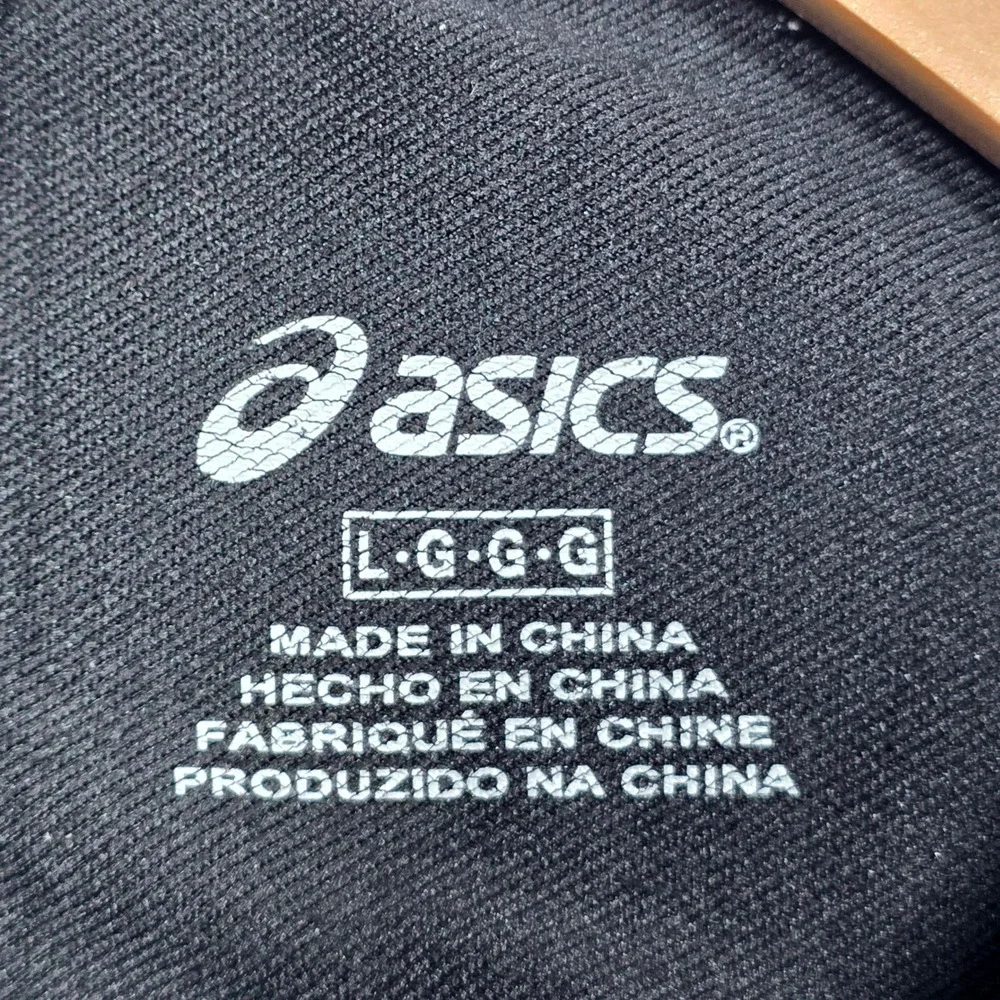 Asics Track Jacket Mens Large Black Full Zip Reflective Running Performance Coat